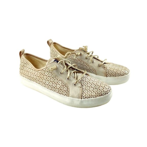 Sperry Metallic Sneaker Lace Up Top Sider Crest Activewear Platinum Gold Size 6 - Picture 11 of 13